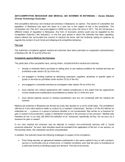 ANTI-COMPETITIVE BEHAVIOUR AND MEDICAL AID