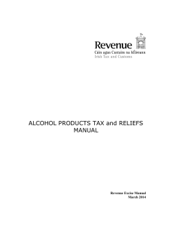 Alcohol Products Tax and Reliefs Manual