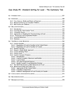 Case Study #1: Standard Setting for Lead