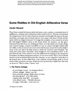 Some Riddles in Old English Alliterative Verse
