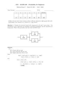 IUE – MATH 240 – Probability for Engineers