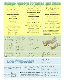 College Algebra Formulas and Rules