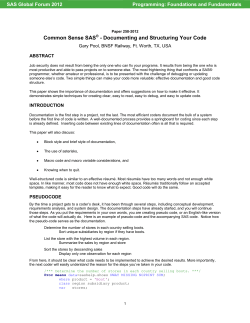Common Sense SAS&reg; - Documenting and