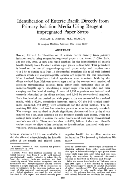 Identification of Enteric Bacilli Directly from Primary Isolation Media