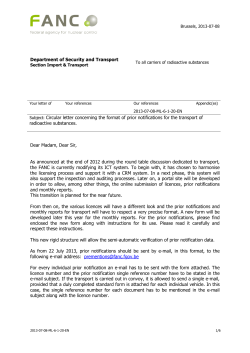 Subject: Circular letter concerning the format of prior notifications for