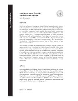 Post-Deportation Remedy and Windsor`s Promise