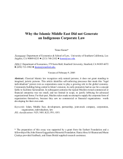 Why the Islamic Middle East Did not Generate an Indigenous