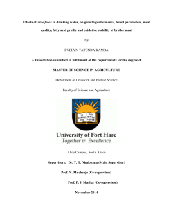 Effects of Aloe ferox in drinking water, on growth performance, blood