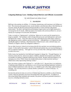 Litigating Bullying Cases: Holding School Districts