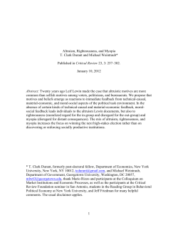 1 Altruism, Righteousness, and Myopia T. Clark Durant and Michael