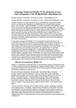 Language, Power and Reality TV