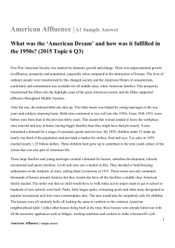 American Affluence |A1 Sample Answer