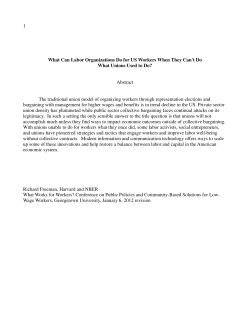 1 What Can Labor Organizations Do for US Workers When They