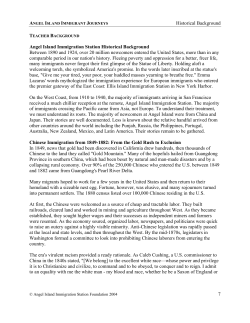 Historical Background - Angel Island Immigration Station Foundation