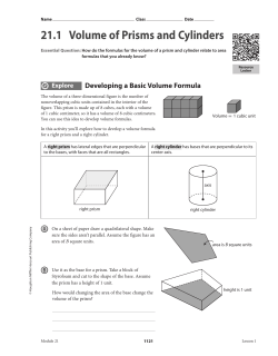 21.1 Volume of Prisms and Cylinders