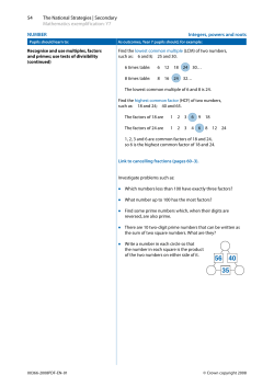 NUMBER Integers, powers and roots 54 The National Strategies