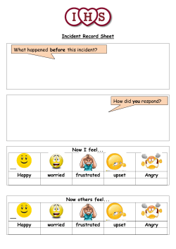 Incident Record Sheet Now I feel... Happy worried frustrated upset