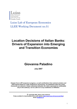 Location Decisions of Italian Banks: Drivers of