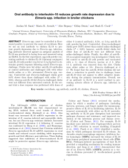 Oral antibody to interleukin-10 reduces growth rate depression due