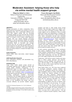 Moderator Assistant - The University of Sydney