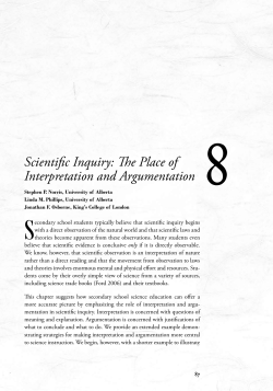 Scientific Inquiry: The Place of Interpretation and Argumentation