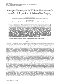 Baroque Trauerspiel in William Shakespeare`s Hamlet: A Rejection