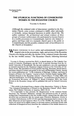 The Liturgical Functions of Consecrated Women in the Byzantine