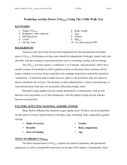 Predicting Aerobic Power (VO2max) Using The 1