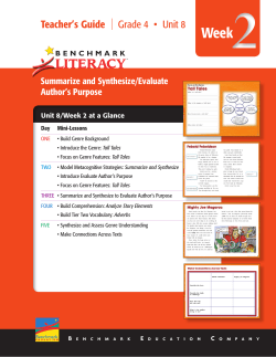 Unit 8/Week 2 at a Glance - Benchmark Education BL Resource Site