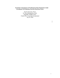 1 Economic Consequences of Northeastern State Proposals to Limit