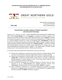 Great Northern provides update on Poydras Acquisition and