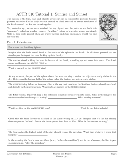 ASTR 310 Tutorial 1: Sunrise and Sunset