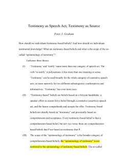 Testimony as Speech Act, Testimony as Source