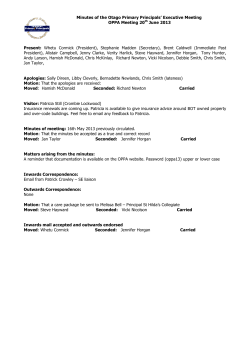 OPPA Minutes June - Otago Primary Principals` Association