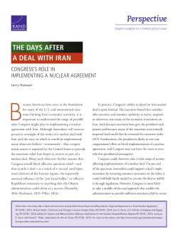 The Days After a Deal with Iran: Congress`s Role in Implementing a