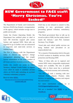 NSW Government to FACS staff: `Merry Christmas. You`re Sacked!`