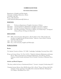 CURRICULUM VITAE Department of English and Film Studies