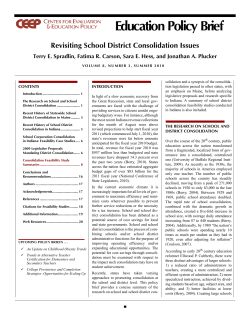 Revisiting School District Consolidation Issues