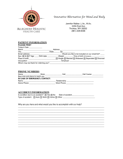 Acupuncture Intake Form - Allegheny Holistic Health Care
