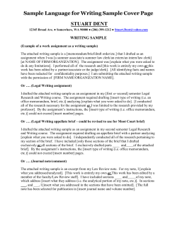 Sample Language for Writing Sample Cover Page STUART DENT
