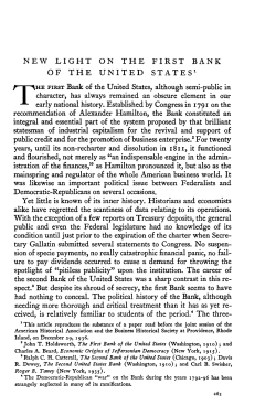 NEW LIGHT ON THE FIRST BANK OF THE UNITED STATES 1 THE