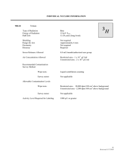 INDIVIDUAL NUCLIDE INFORMATION 900.10 Tritium Type of