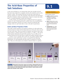 The Acid-Base Properties of Salt Solutions