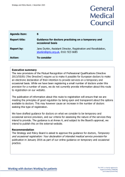 Guidance for doctors practising on a temporary and occasional basis