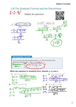 5.9 The Quadratic Formula and the Discriminant