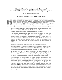 The Pontifical Decrees Against the Doctrine of The Earth`s