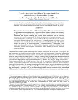Complex Sentences: Acquisition of Syntactic Connectives and the