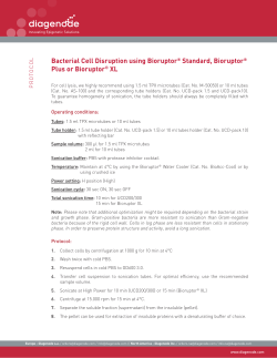 Bacterial Cell Disruption using Bioruptor&reg; Standard, Bioruptor