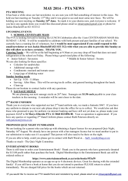 MAY 2014 - St Mary`s Catholic School Ellerslie