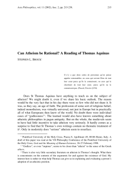 Can Atheism be Rational? A Reading of Thomas Aquinas